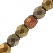 Czech Fire polished faceted glass beads 3mm Metallic mix